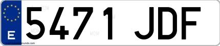 Ejemplo de matrícula española 5471 JDF
