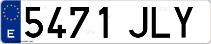 Ejemplo de matrícula de coche ordinaria 5471 JLY