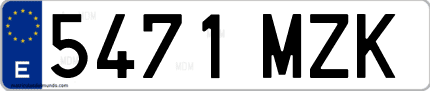 Ejemplo de matrícula de coche ordinaria 5471 MZK