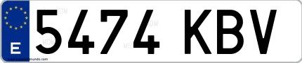 Ejemplo de matrícula española 5474 KBV