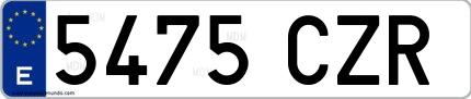 Ejemplo de matrícula española 5475 CZR