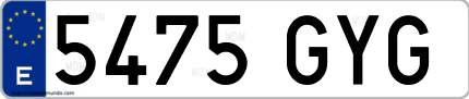 Ejemplo de matrícula de coche ordinaria 5475 GYG