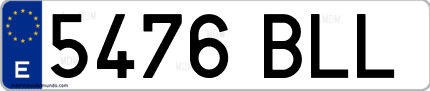 Ejemplo de matrícula de coche ordinaria 5476 BLL