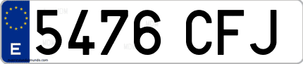Ejemplo de matrícula de coche ordinaria 5476 CFJ