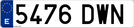 Ejemplo de matrícula de coche ordinaria 5476 DWN
