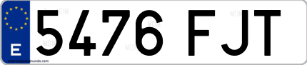 Ejemplo de matrícula de coche ordinaria 5476 FJT