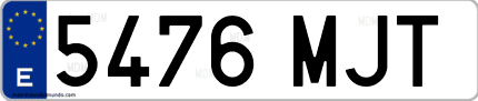 Ejemplo de matrícula de coche ordinaria 5476 MJT