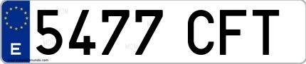 Ejemplo de matrícula española 5477 CFT