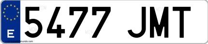 Ejemplo de matrícula española 5477 JMT