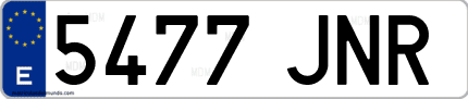 Ejemplo de matrícula de coche ordinaria 5477 JNR