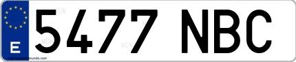 Ejemplo de matrícula española 5477 NBC