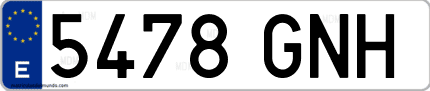 Ejemplo de matrícula de coche ordinaria 5478 GNH