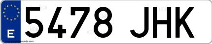 Ejemplo de matrícula española 5478 JHK