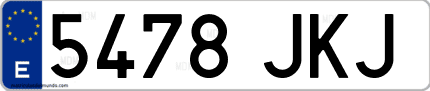 Ejemplo de matrícula de coche ordinaria 5478 JKJ