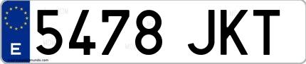 Ejemplo de matrícula española 5478 JKT
