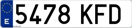 Ejemplo de matrícula española 5478 KFD