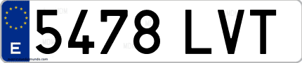 Ejemplo de matrícula de coche ordinaria 5478 LVT