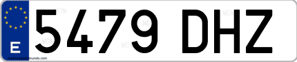 Ejemplo de matrícula de coche ordinaria 5479 DHZ