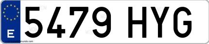 Ejemplo de matrícula española 5479 HYG