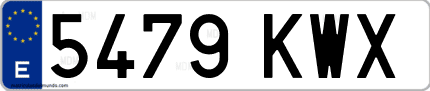Ejemplo de matrícula de coche ordinaria 5479 KWX