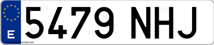 Ejemplo de matrícula de coche ordinaria 5479 NHJ