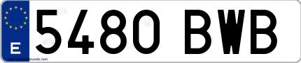 Ejemplo de matrícula española 5480 BWB