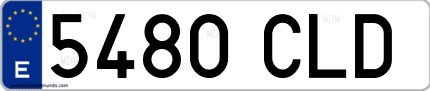 Ejemplo de matrícula de coche ordinaria 5480 CLD