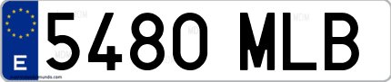Ejemplo de matrícula de coche ordinaria 5480 MLB
