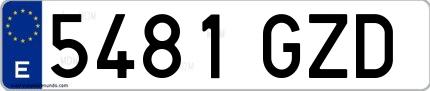 Ejemplo de matrícula española 5481 GZD