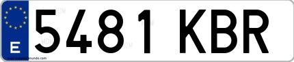 Ejemplo de matrícula española 5481 KBR