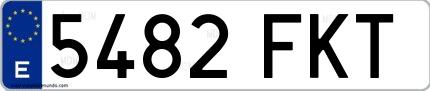 Ejemplo de matrícula española 5482 FKT
