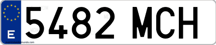 Ejemplo de matrícula de coche ordinaria 5482 MCH