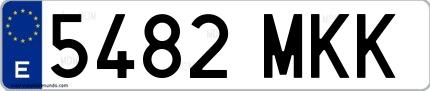 Ejemplo de matrícula española 5482 MKK