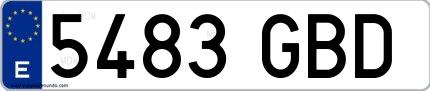 Ejemplo de matrícula española 5483 GBD