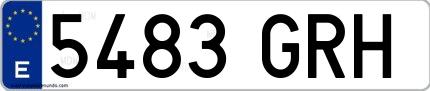 Ejemplo de matrícula española 5483 GRH