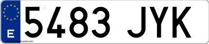 Ejemplo de matrícula española 5483 JYK
