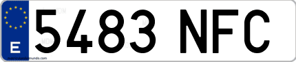 Ejemplo de matrícula de coche ordinaria 5483 NFC