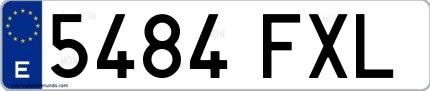 Ejemplo de matrícula española 5484 FXL