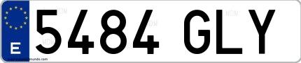 Ejemplo de matrícula española 5484 GLY
