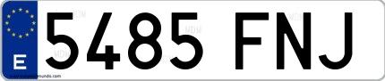 Ejemplo de matrícula española 5485 FNJ