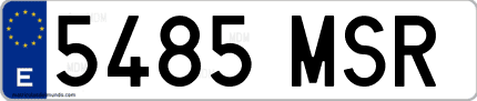 Ejemplo de matrícula de coche ordinaria 5485 MSR