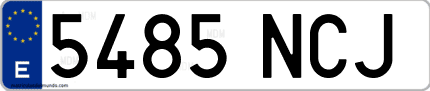 Ejemplo de matrícula de coche ordinaria 5485 NCJ