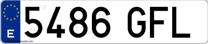 Ejemplo de matrícula española 5486 GFL