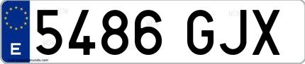 Ejemplo de matrícula española 5486 GJX