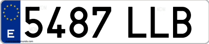Ejemplo de matrícula de coche ordinaria 5487 LLB