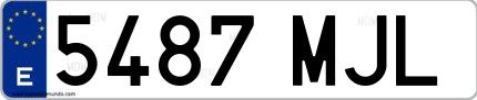 Ejemplo de matrícula española 5487 MJL