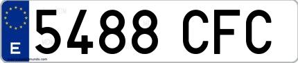 Ejemplo de matrícula española 5488 CFC