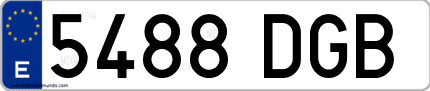 Ejemplo de matrícula de coche ordinaria 5488 DGB