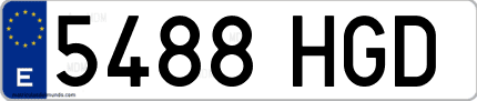 Ejemplo de matrícula de coche ordinaria 5488 HGD