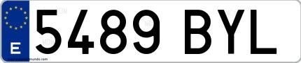 Ejemplo de matrícula española 5489 BYL